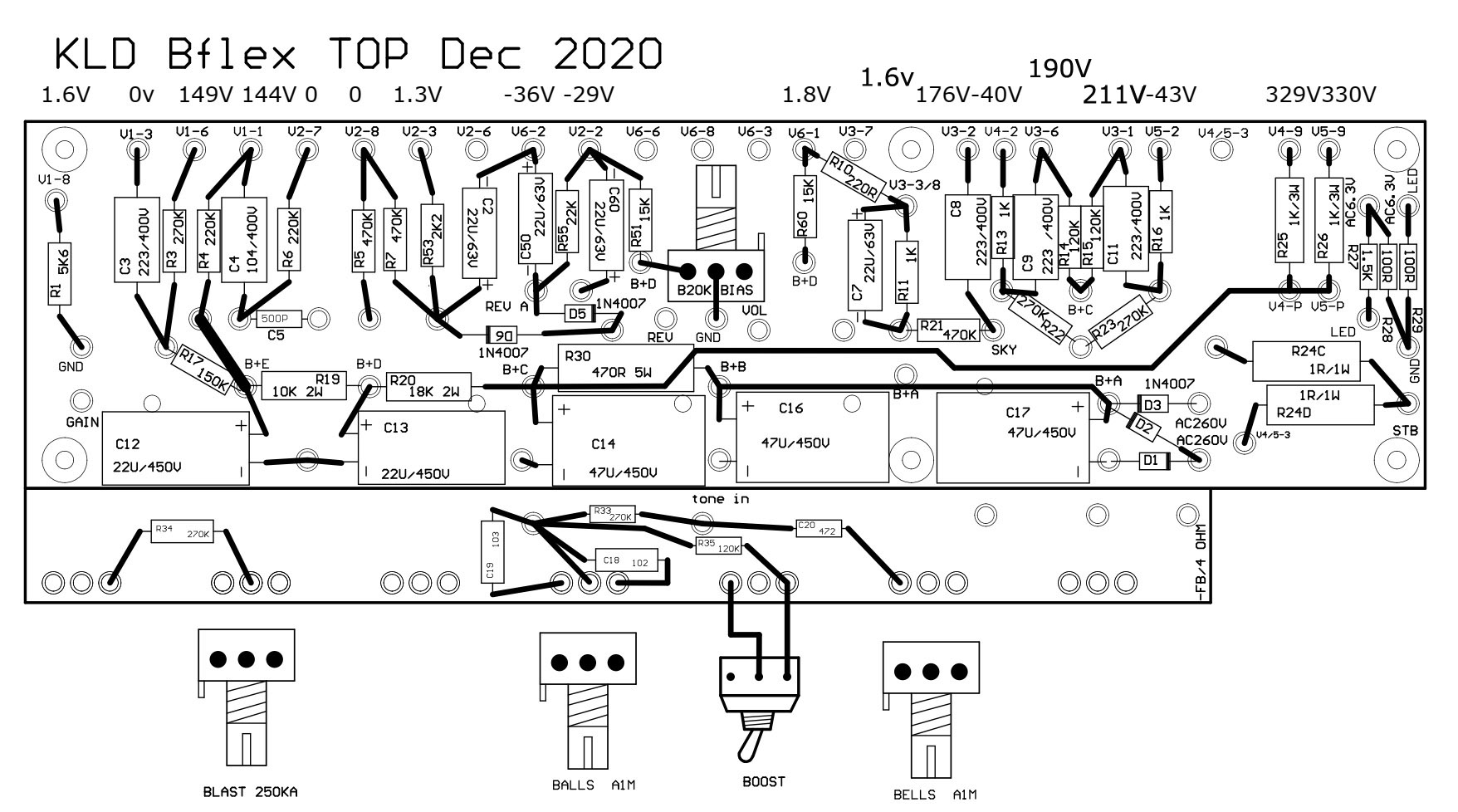 BFLEX25 voltage map of main board